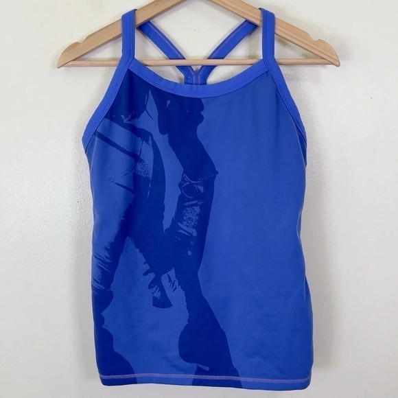 lululemon athletica Tops - Lululemon Graphic Print  Racerback Luon Mesh Cobalt Blue Tank